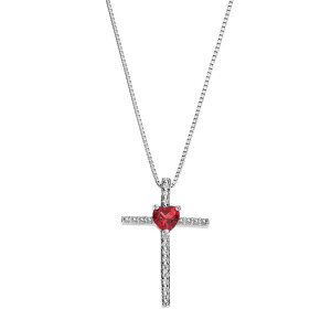 yz Gemminded fB[X lbNXE`[J[Ey_ggbv ANZT[ Gemminded Sterling Silver Garnet Cross Pendant Necklace Red