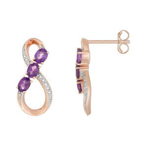Gemminded fB[X ANZT[ sAXECO Gemminded 18k Rose Gold Plated Sterling Silver & Amethyst Figure-Eight Drop Earrings Rose Tone S[h