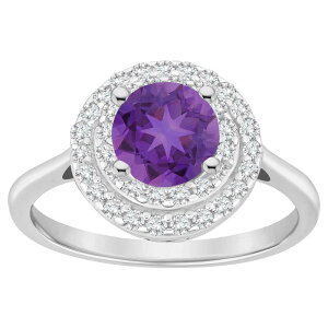 yz Celebration Gems fB[X O ANZT[ Celebration Gems Sterling Silver Round-Cut Amethyst & White Topaz Double Halo Ring Sterling Silver