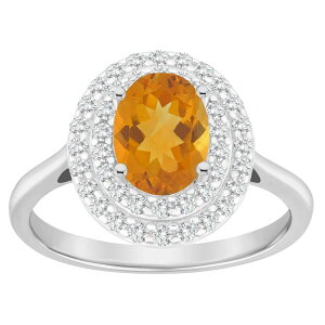 yz Celebration Gems fB[X O ANZT[ Celebration Gems Sterling Silver Oval-Cut Citrine & White Topaz Double Halo Ring Sterling Silver