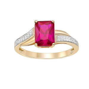 Gemminded ���f�B�[�X �A�N�Z�T���[ �����O Gemminded 2 Micron 18K Gold Plated Sterling Silver Lab-Created Ruby & Lab-Created White Sapphire Ringold Tone �S�[���h