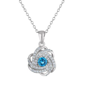 Designs by Gioelli fB[X ANZT[ lbNXE`[J[Ey_ggbv [X Designs by Gioelli Sterling Silver Gemstone Love Knot Pendant Necklace London Blue Topaz u[