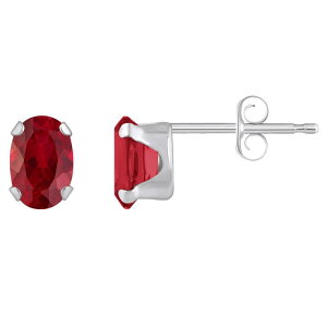 yz Celebration Gems fB[X sAXECO ANZT[ Celebration Gems 10k Gold Oval Lab-Created Ruby Stud Earrings 10k White Gold