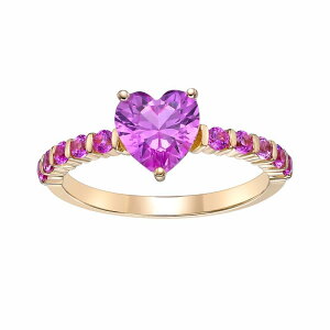 Gemminded fB[X ANZT[ O Gemminded 2 Micron 18K Gold Plated Sterling Silver Lab-Created Pink Sapphire Ringold Tone S[h