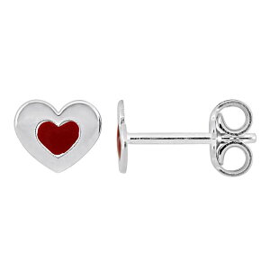 Xe O[X fB[X ANZT[ sAXECO Stella Grace Sterling Silvered Enamel Heart Stud Earringsterling Silver Vo[