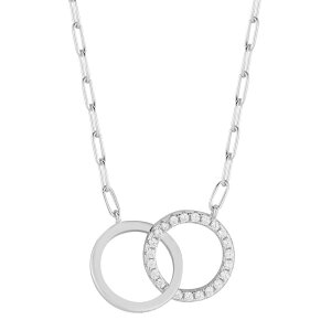 Sunkissed Sterling ���f�B�[�X �A�N�Z�T���[ �l�b�N���X�E�`���[�J�[�E�y���_���g�g�b�v ���[�X Sunkissed Sterling Cubic Zirconia Interlocking Rings Necklace Silver Tone �V���o�[