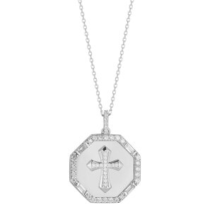 Sunkissed Sterling fB[X ANZT[ lbNXE`[J[Ey_ggbv [X Sunkissed Sterling Cubic Zirconia Cross Octagon Medallionecklace Silver Tone Vo[