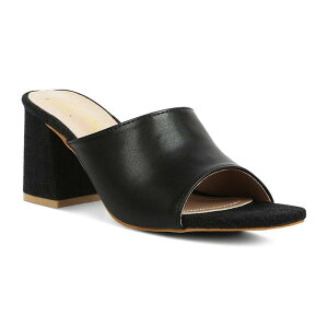 yz hO fB[X pvX V[Y London Rag Block Heel Women's Slip On Sandals Black