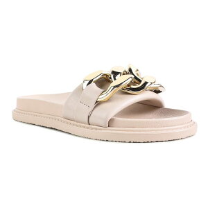 yz hO fB[X T_ V[Y London Rag Women's Onyx Metal Chain Slide Sandals Beige