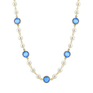 yz 1928 fB[X lbNXE`[J[Ey_ggbv ANZT[ 1928 Gold Tone Simulated Pearl & Crystal Strandage Necklace Light Blue