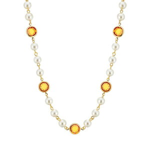 1928 ���f�B�[�X �A�N�Z�T���[ �l�b�N���X�E�`���[�J�[�E�y���_���g�g�b�v ���[�X 1928 Gold Tone Simulated Pearl & Crystal Strandage Necklace Yellow �C�G���[