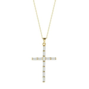 Sunkissed Sterling fB[X ANZT[ lbNXE`[J[Ey_ggbv [X Sunkissed Sterling Baguette-Cut Cubic Zirconia Cross Pendant Necklace Gold Tone S[h