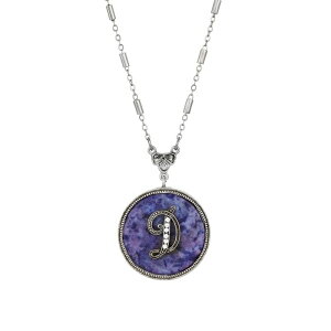 1928 fB[X ANZT[ lbNXE`[J[Ey_ggbv [X 1928 Silver Tone Round Initial Pendant Necklace D Vo[