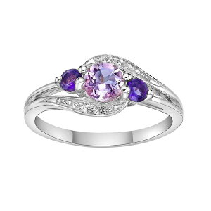 Gemminded ���f�B�[�X �A�N�Z�T���[ �����O Gemminded Sterling Silver Amethyst and Lab-Created White Sapphire Ring Sterling �z���C�g