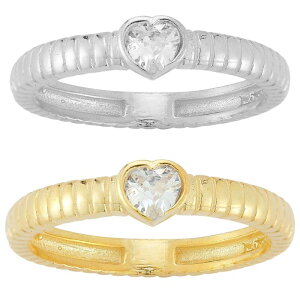 Sunkissed Sterling ���f�B�[�X �A�N�Z�T���[ �����O Sunkissed Sterling Two Tone Cubic Zirconia Heart Ring 2-piece Setwo Tone