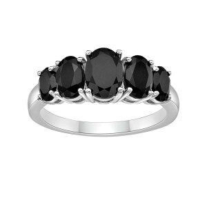 Gemminded ���f�B�[�X �A�N�Z�T���[ �����O Gemminded Sterling Silver 5-Stone Oval Black Onyx Ring Sterling �u���b�N