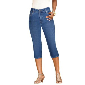 ���A�}���Y ���f�B�[�X �{�g���X �J�W���A���p���c �v���X�T�C�Y �g�[�� �L���b�v Roaman's Women's Plusize Tall Invisible Stretch Iconicapri Jean Medium Wash