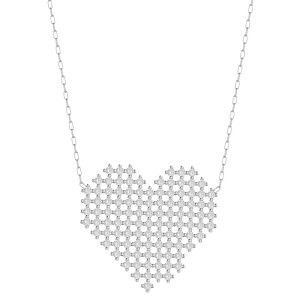Sunkissed Sterling fB[X ANZT[ lbNXE`[J[Ey_ggbv [X Sunkissed Sterling Cubic Zirconia Pixel Heart Necklace Silver Tone Vo[