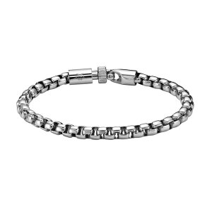 yz NX Y uXbgEoOEANbg ANZT[ LYNX Men's Stainless Steel Round Box Chain Bracelet Stainless