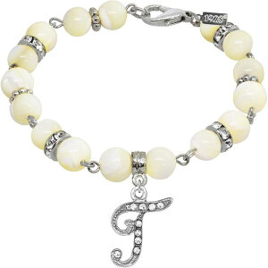 yz 1928 fB[X uXbgEoOEANbg ANZT[ 1928 Silver Tone Mother-of-Pearl & Simulated Crystal Initial Bracelet T