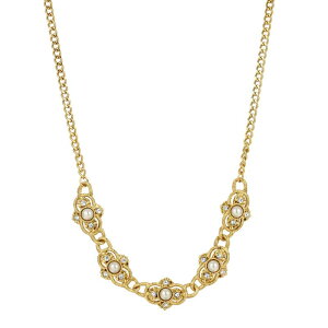 yz 1928 fB[X lbNXE`[J[Ey_ggbv ANZT[ 1928 Gold Tone Simulated Pearl Collar Necklace White