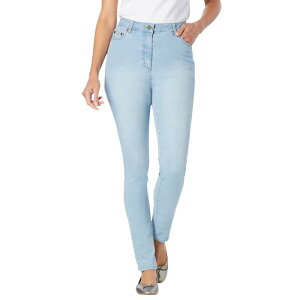 �E�[�}�� �E�B�Y�C�� ���f�B�[�X �{�g���X �f�j���p���c �v���X�T�C�Y �g�[�� Woman Within Women's Plusize Tall Stretch Slim Jean Light Wash Sanded