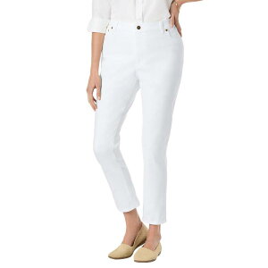 �E�[�}�� �E�B�Y�C�� ���f�B�[�X �{�g���X �f�j���p���c �v���X�T�C�Y �g�[�� Woman Within Women's Plusize Tall Stretch Slim Jean White �z���C�g
