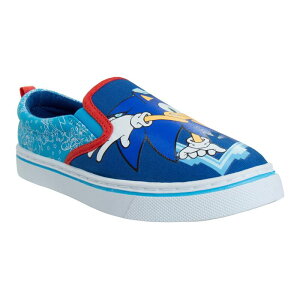 yz CZX LN^[ fB[X Xj[J[ V[Y Sonic the Hedgehog Boys Slip-On Canvas Sneakers Blue