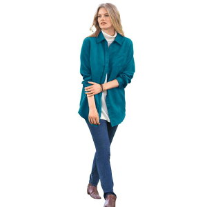E[} EBYC fB[X gbvX Vc vXTCY XG[h Woman Within Women's Plusize Soft Sueded Moleskin Shirt Deep Teal eB[