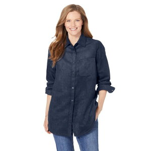 E[} EBYC fB[X gbvX Vc vXTCY XG[h Woman Within Women's Plusize Soft Sueded Moleskin Shirt Navy lCr[
