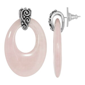 1928 ���f�B�[�X �A�N�Z�T���[ �s�A�X�E�C�������O 1928 Pewter Stone Oval Doorknocker Drop Earrings Pink �s���N