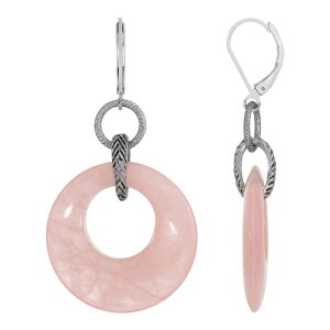 1928 fB[X ANZT[ sAXECO 1928 Silver Tone Rose Quartz Double Drop Earrings Pink sN