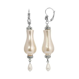1928 ���f�B�[�X �A�N�Z�T���[ �s�A�X�E�C�������O 1928 Silver Tone Simulated Pearl Drop Earrings White �z���C�g