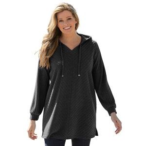 yz E[} EBYC fB[X TVc gbvX Woman Within Women's Plus Size Rib Knit Hooded Sherpa Sweatshirt Heather Charcoal