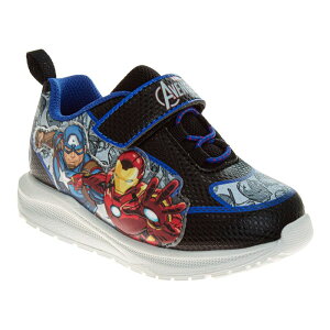 yz CZX LN^[ fB[X Xj[J[ V[Y Marvel Avengers Iron Man & Captain America Toddler Boy Light Up Sneakers Black