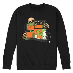 �A�j���L�����N�^�[ �����Y �g�b�v�X T�V���c �X�E�F�b�g �t���[�X Licensed Character Men's MTV Static TV Fleece Sweatshirt Black �u���b�N