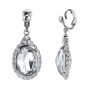 1928 ���f�B�[�X �A�N�Z�T���[ �s�A�X�E�C�������O 1928 Silver Tone Simulated Stone & Crystal Ovalinear Drop Earrings White �z���C�g
