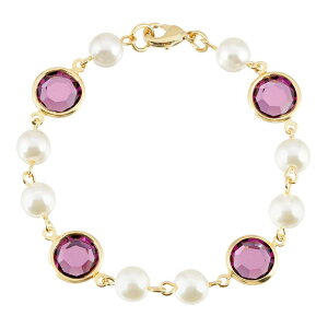 yz 1928 fB[X uXbgEoOEANbg ANZT[ 1928 Gold Tone Simulated Pearl & Crystal Chain Bracelet Purple