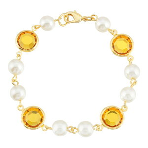 yz 1928 fB[X uXbgEoOEANbg ANZT[ 1928 Gold Tone Simulated Pearl & Crystal Chain Bracelet Yellow