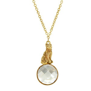 yz 1928 fB[X lbNXE`[J[Ey_ggbv ANZT[ 1928 Gold Tone Simulated Crystal Cat Pendant Necklace Yellow