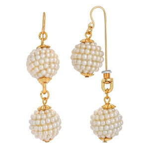 1928 ���f�B�[�X �A�N�Z�T���[ �s�A�X�E�C�������O 1928 Gold Tone Simulated Pearl Ball Front-Back Drop Earrings White �z���C�g