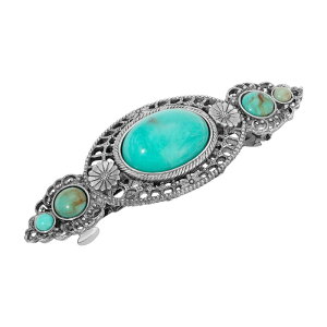1928 fB[X ANZT[ 1928 Silver Tone Turquoise Color Stones Hair Barrette Turquoise ^[RCY