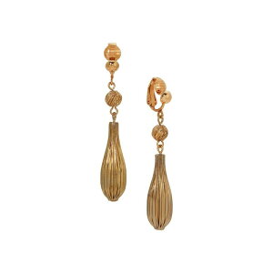 1928 fB[X ANZT[ sAXECO 1928 Gold Tone Corrugated Texturedangle Drop Clip-On Earrings Yellow CG[