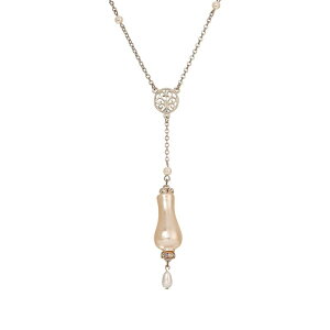 1928 fB[X ANZT[ lbNXE`[J[Ey_ggbv [X 1928 Silver Tone Faux Pearls Drop Necklace White zCg