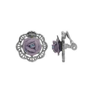 1928 ���f�B�[�X �A�N�Z�T���[ �s�A�X�E�C�������O 1928 Porcelain Rose Round Clip Earrings Purple �p�[�v��