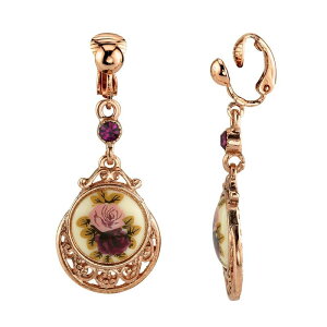 1928 ���f�B�[�X �A�N�Z�T���[ �s�A�X�E�C�������O �t�����[�� �t�����[ 1928 Rose Gold Tone Filigree Purple Simulated Stone Floral Decal Drop Earrings Purple �p�[�v��