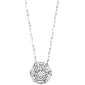 Sunkissed Sterling fB[X ANZT[ lbNXE`[J[Ey_ggbv [X Sunkissed Sterling Cubic Zirconia Hexagon Pendant Necklace Silver Tone Vo[