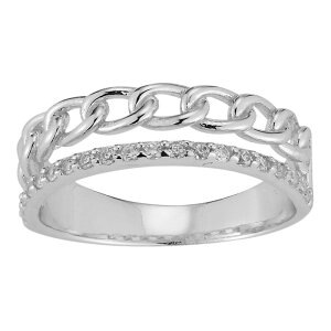 Sunkissed Sterling ���f�B�[�X �A�N�Z�T���[ �����O Sunkissed Sterling Cubic Zirconia Double Stack Ring Silver Tone �V���o�[