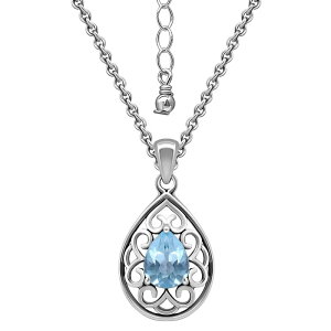 yz Aleure Precioso fB[X lbNXE`[J[Ey_ggbv ANZT[ Aleure Precioso Sterling Silver Pear Shaped Gemstone Pendant Necklace Silver Tone Blue