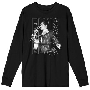 �A�j���L�����N�^�[ �����Y �g�b�v�X T�V���c �O���t�B�b�N Licensed Character Men'sun Records Elvis Repeat Long Sleeve Graphic Tee Black �u���b�N